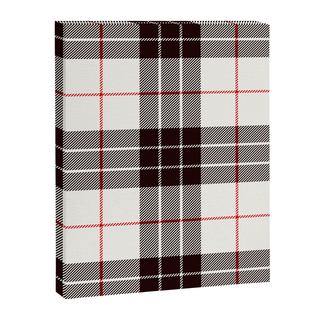 White Tartan with Black and Red Stripes Canvas Print Gallery Image 8