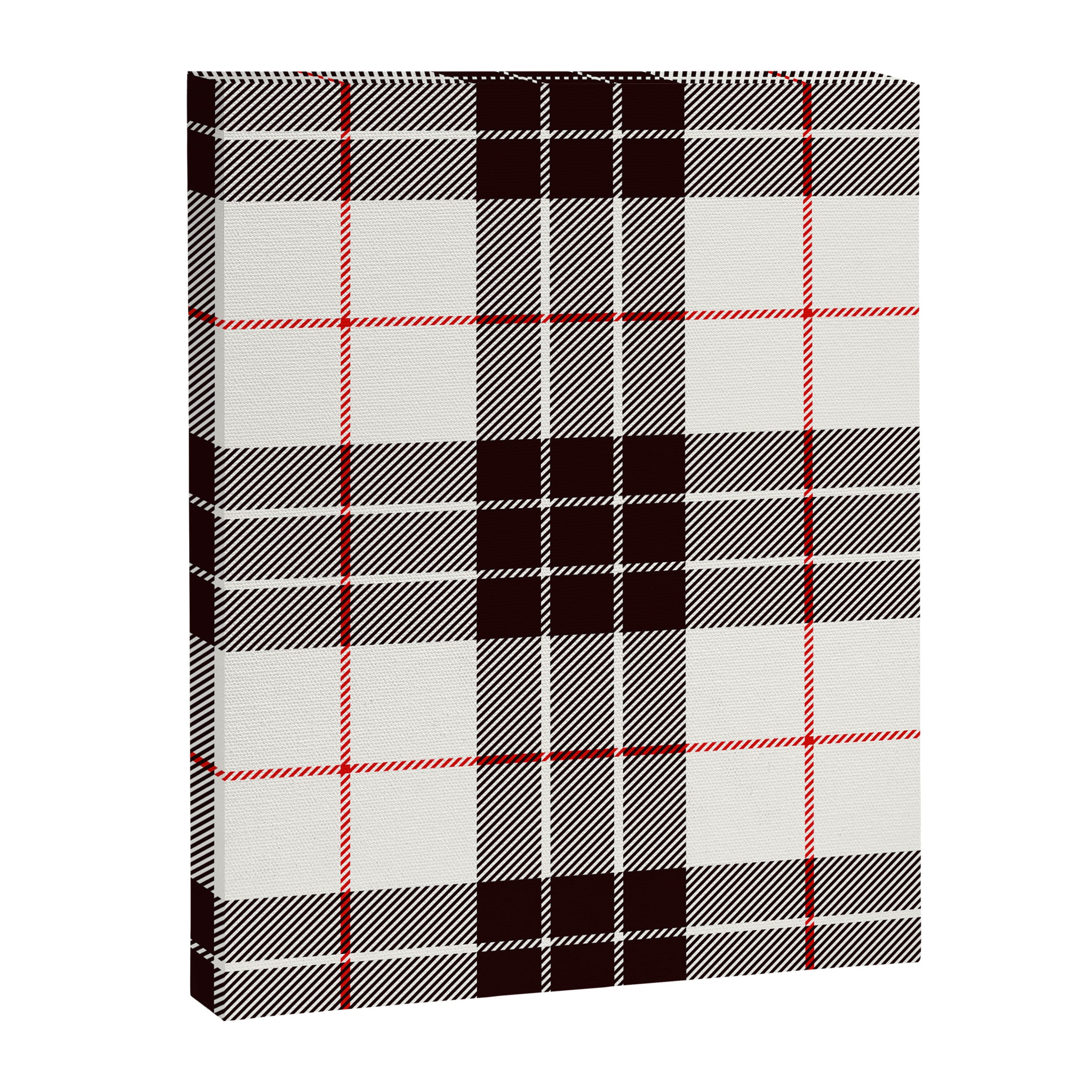 White Tartan with Black and Red Stripes Canvas Print Gallery Image 8