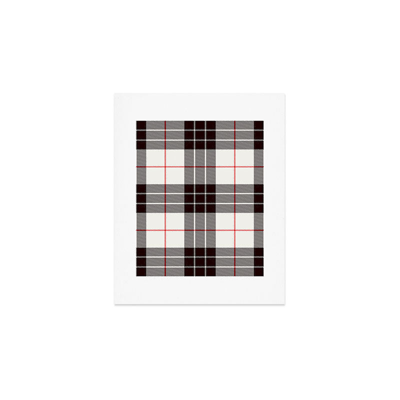 White Tartan with Black and Red Stripes Art Print Gallery Image 1