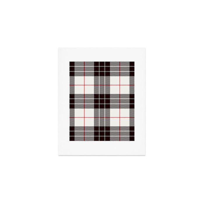 White Tartan with Black and Red Stripes Art Print Gallery Image 1