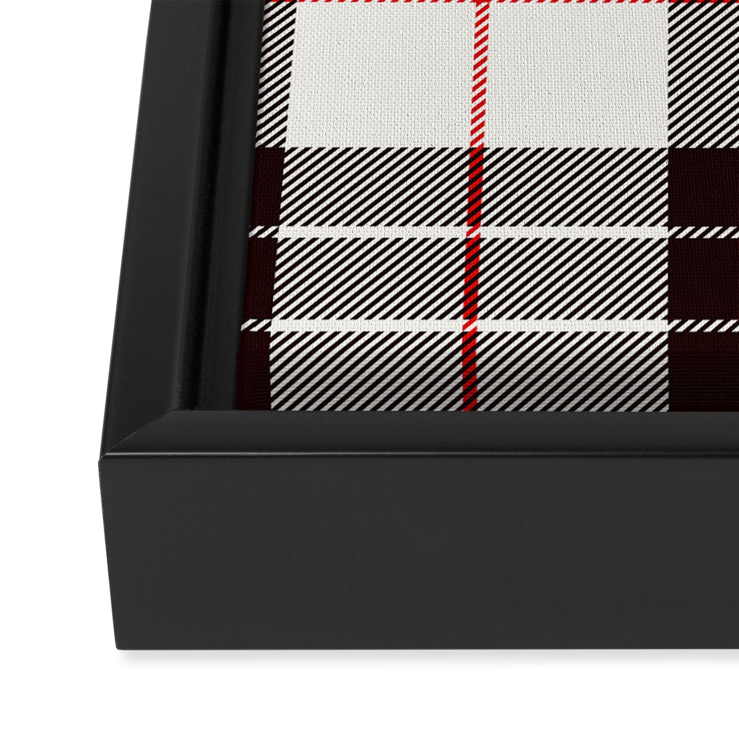 White Tartan with Black and Red Stripes Framed Canvas Print Gallery Image 3