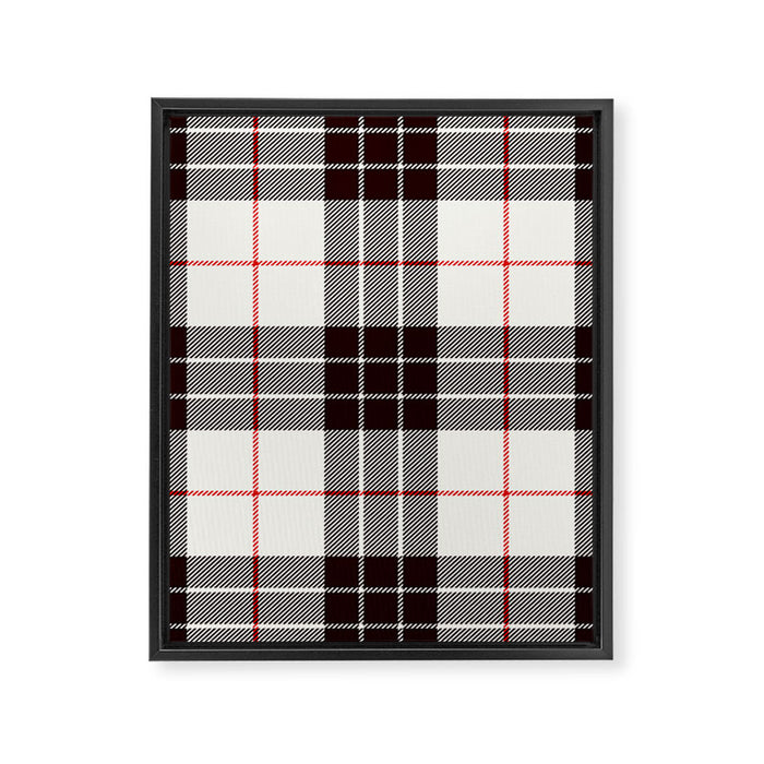 White Tartan with Black and Red Stripes Framed Canvas Print Gallery Image 1