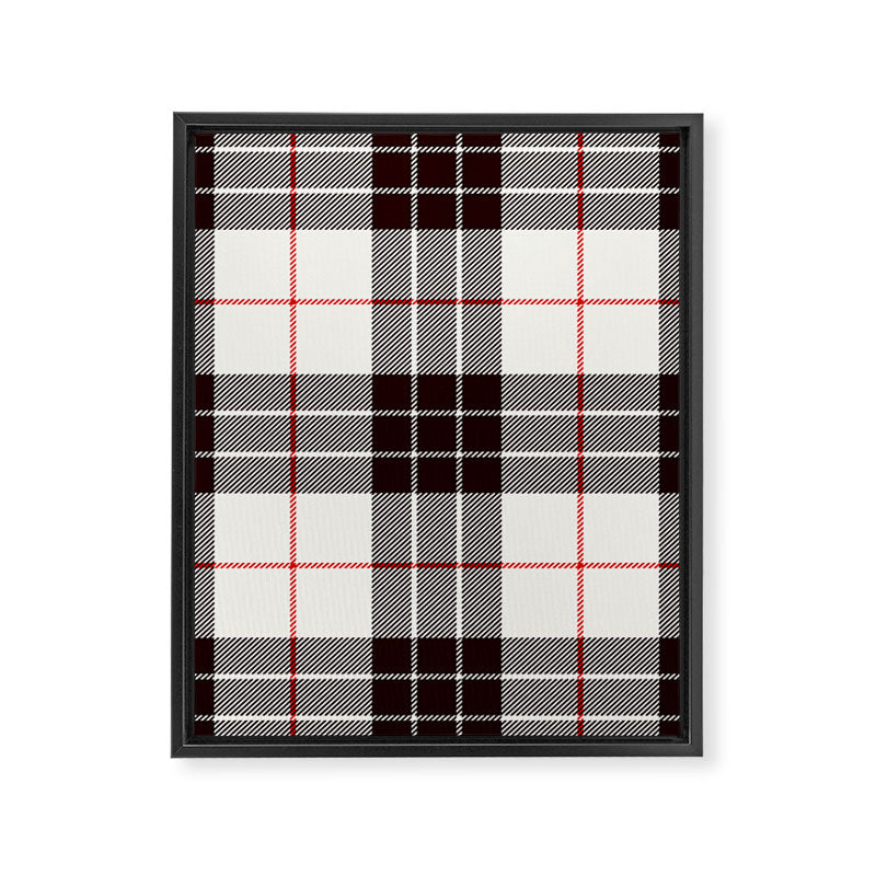 White Tartan with Black and Red Stripes Framed Canvas Print Gallery Image 8