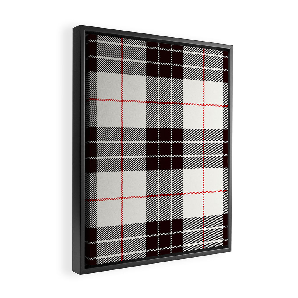 White Tartan with Black and Red Stripes Framed Canvas Print Gallery Image 2
