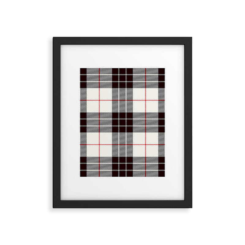 White Tartan with Black and Red Stripes Framed Art Print Gallery Image 6