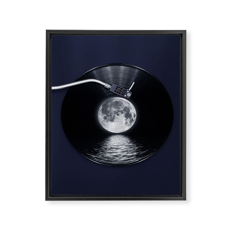 Vinyl moon Framed Canvas Print Gallery Image 8