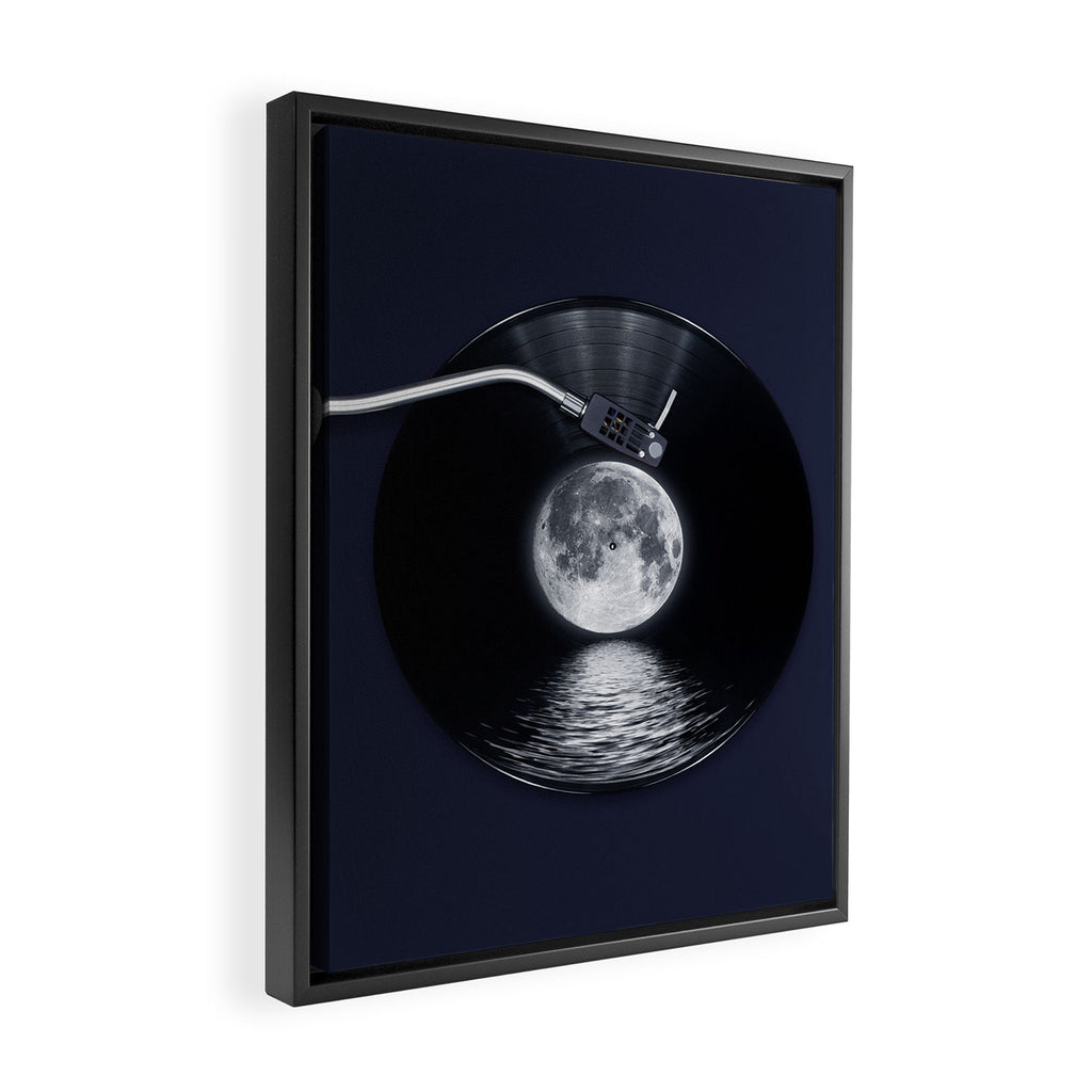 Vinyl moon Framed Canvas Print Gallery Image 2