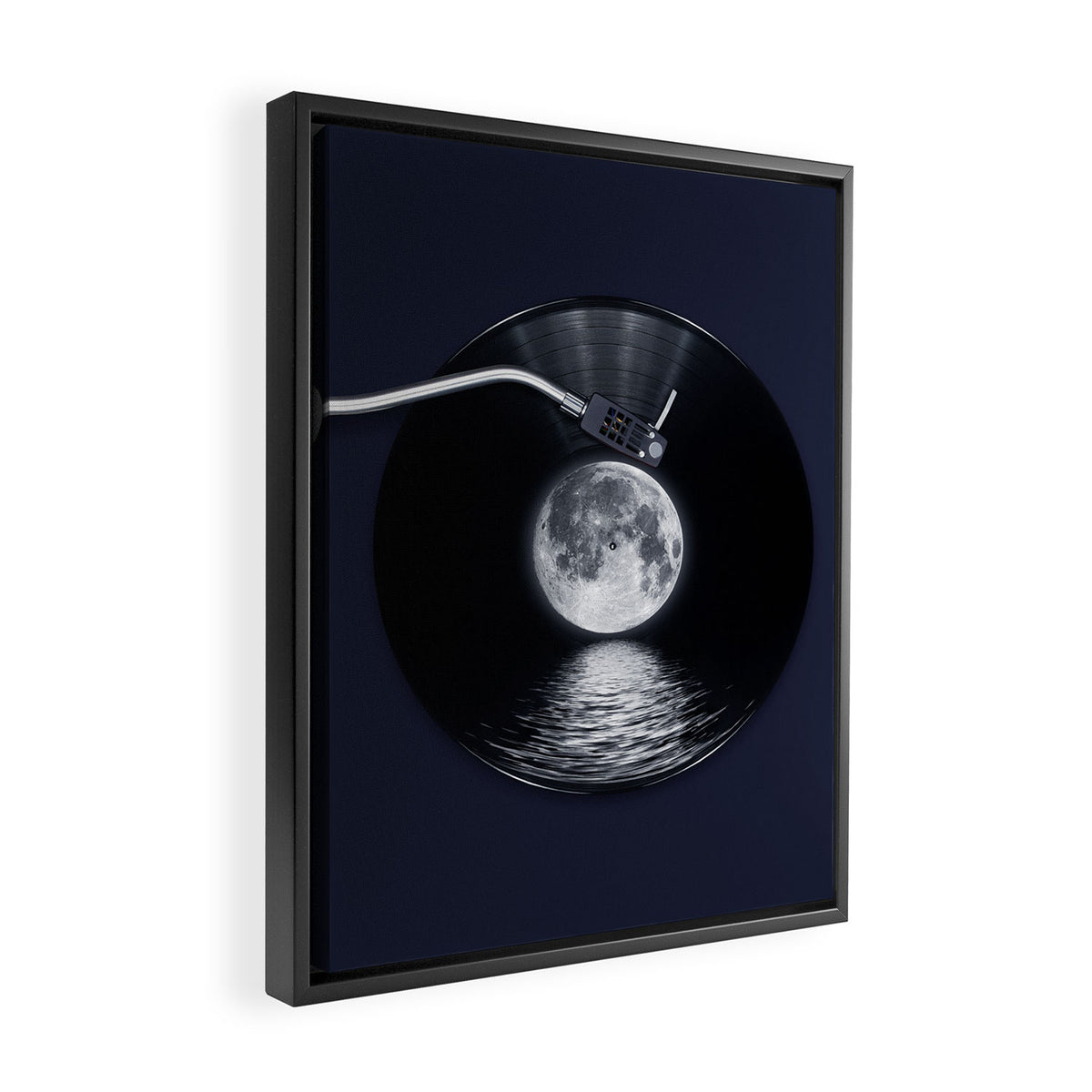 Vinyl moon Framed Canvas Print Gallery Image 2