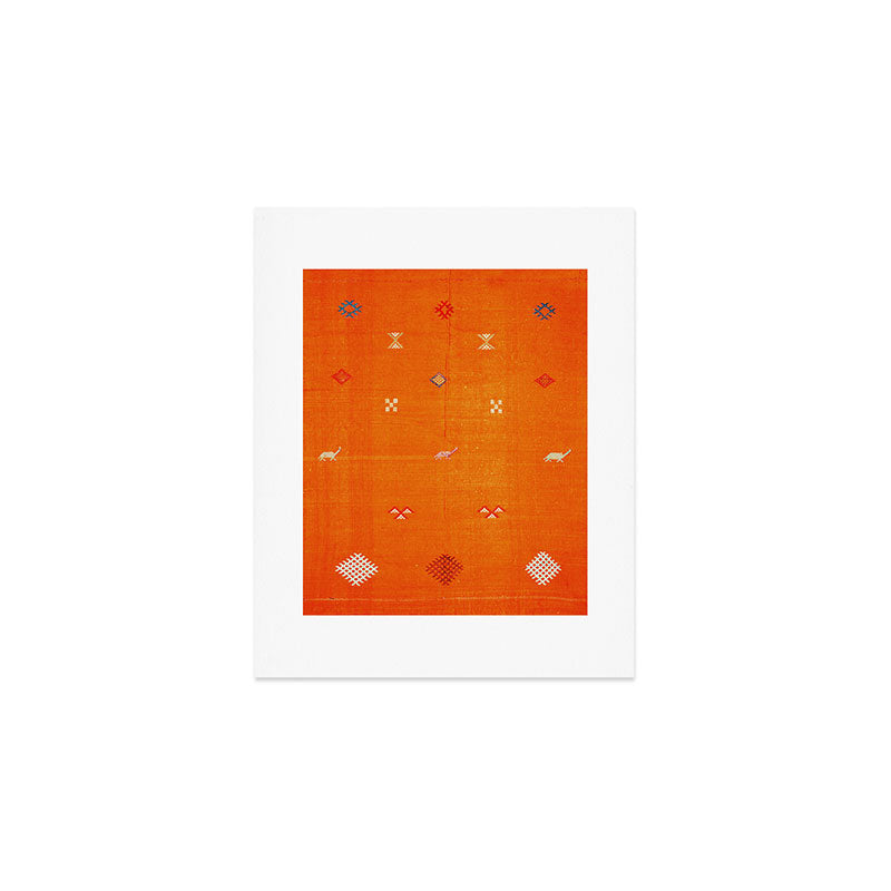 Boho Oriental Orange Traditional Desert Moroccan Style  Art Print Gallery Image 1