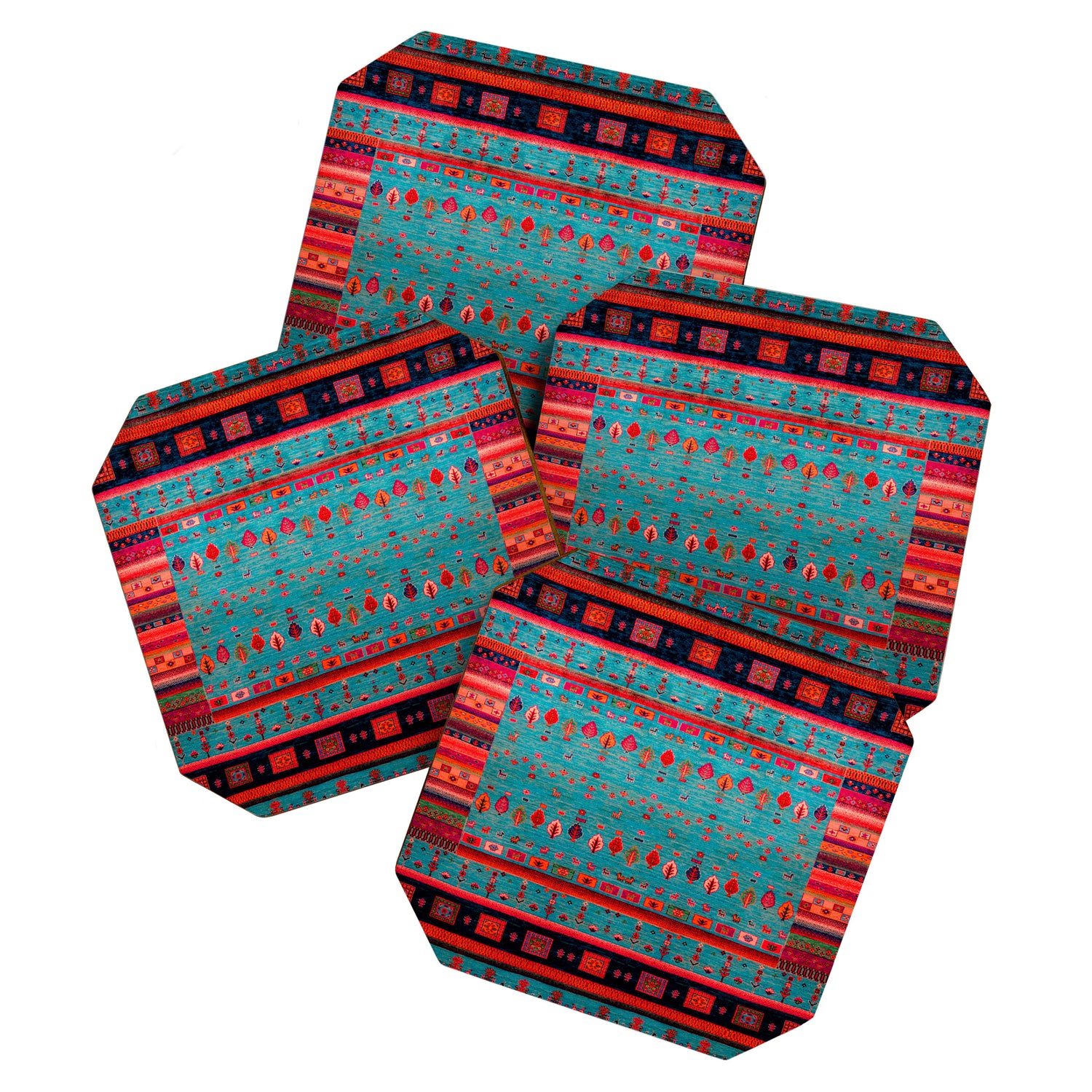 Traditional Berber Bohemian Moroccan Handmade Fabric Style Fall Autumn Color Inspiration Coaster Gallery Image 1