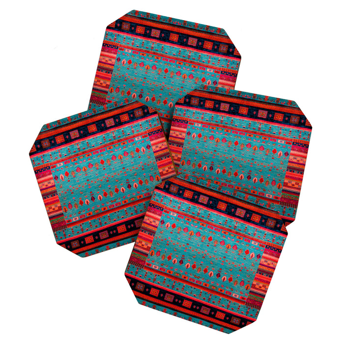 Traditional Berber Bohemian Moroccan Handmade Fabric Style Fall Autumn Color Inspiration Coaster Gallery Image 1
