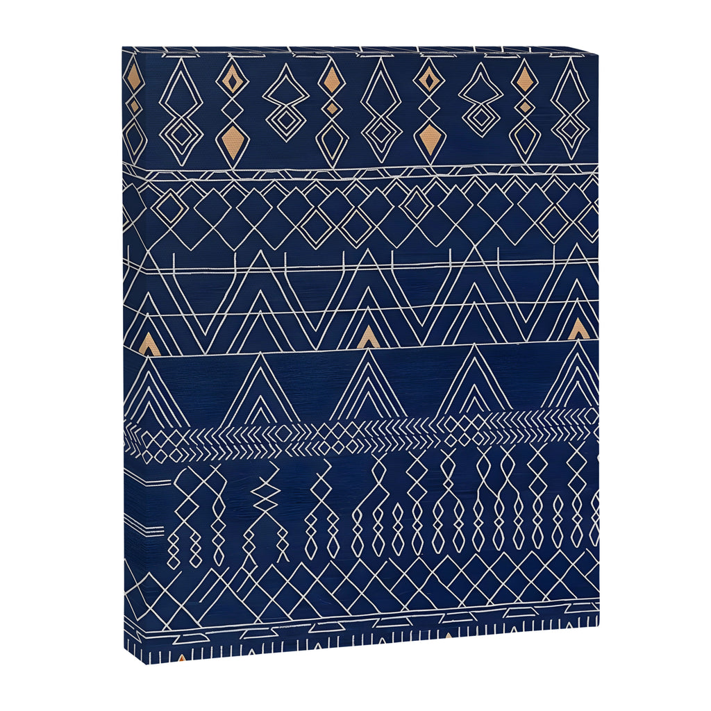 Blue Indigo Jeans Color, Bohemian Oriental Traditional Moroccan Fabric Style Canvas Print Gallery Image 6