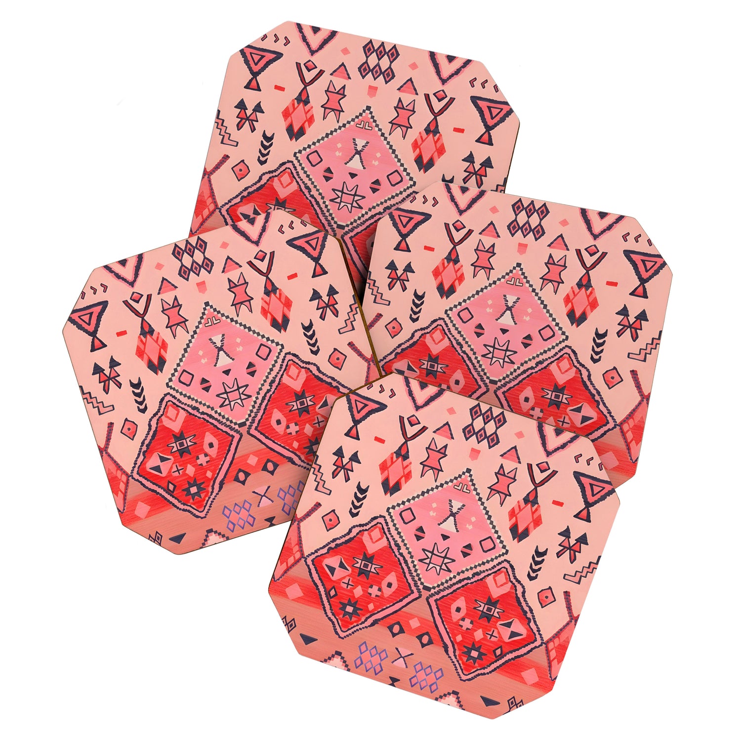 Bohemian Berber Orange Handmade Moroccan Fabric Texture Coaster Gallery Image 1