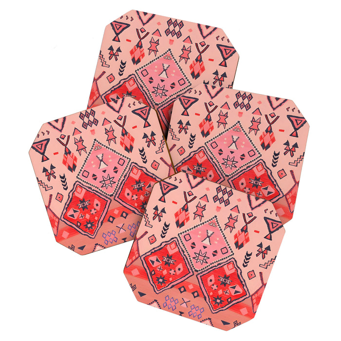 Bohemian Berber Orange Handmade Moroccan Fabric Texture Coaster Gallery Image 1