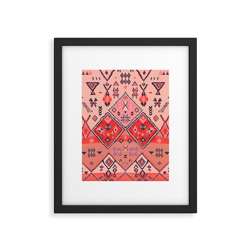 Bohemian Berber Orange Handmade Moroccan Fabric Texture Framed Art Print Gallery Image 5