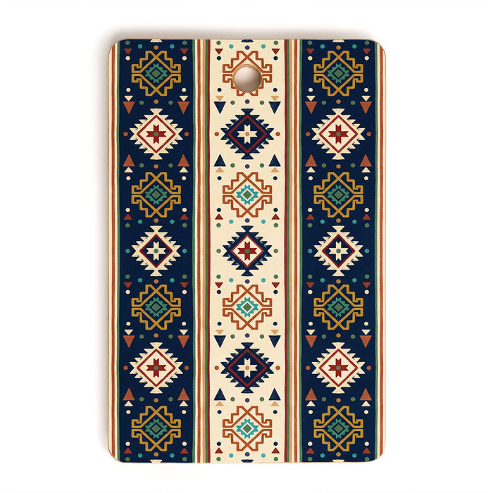 Earthy Boho Geometric Tribal Stripe Pattern Cutting Board Gallery Image 1