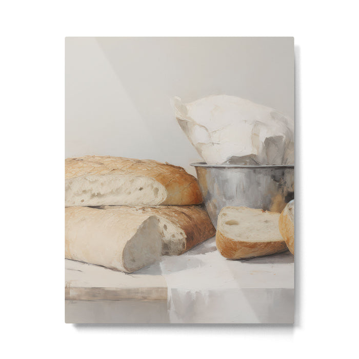 Fresh Artisanal Bread Still Life Metal Print Gallery Image 1