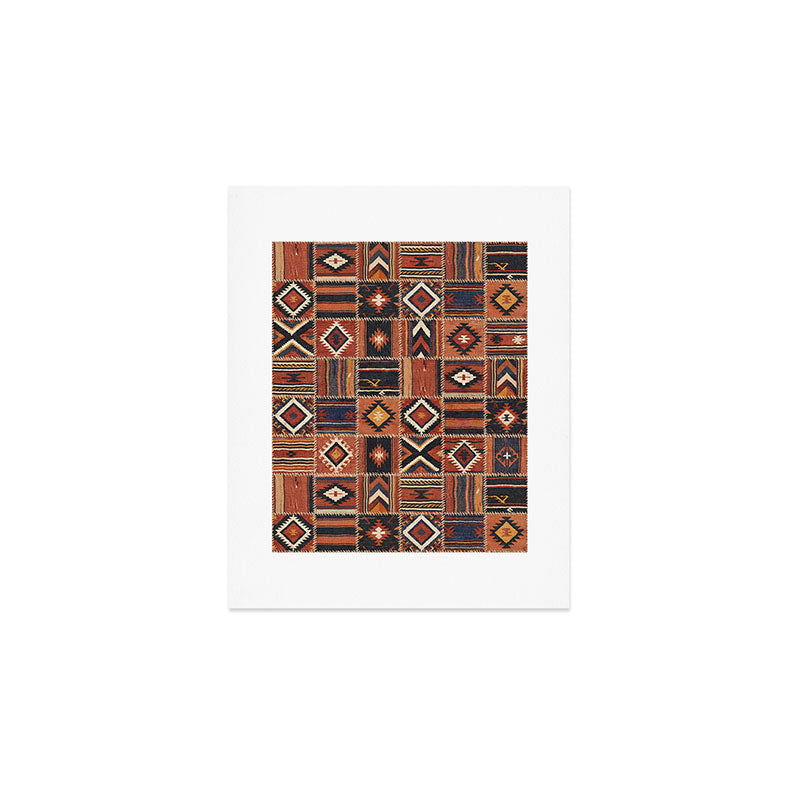Geometric Tribal Patchwork Rug Design Art Print Gallery Image 1