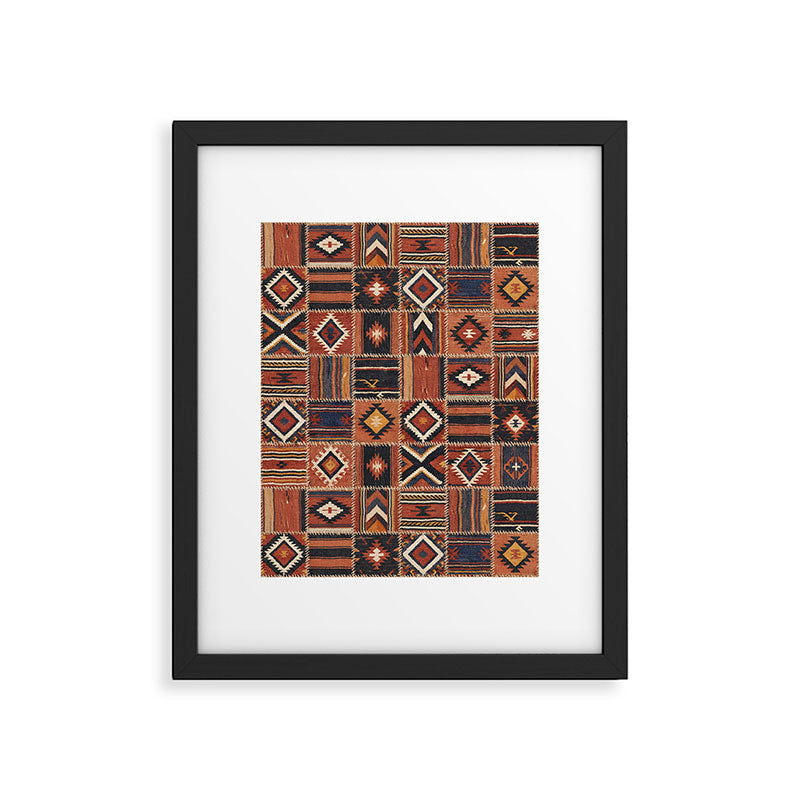 Geometric Tribal Patchwork Rug Design Framed Art Print Gallery Image 5