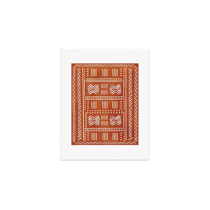 Geometric Tribal Pattern on Terracotta Art Print Gallery Image 1