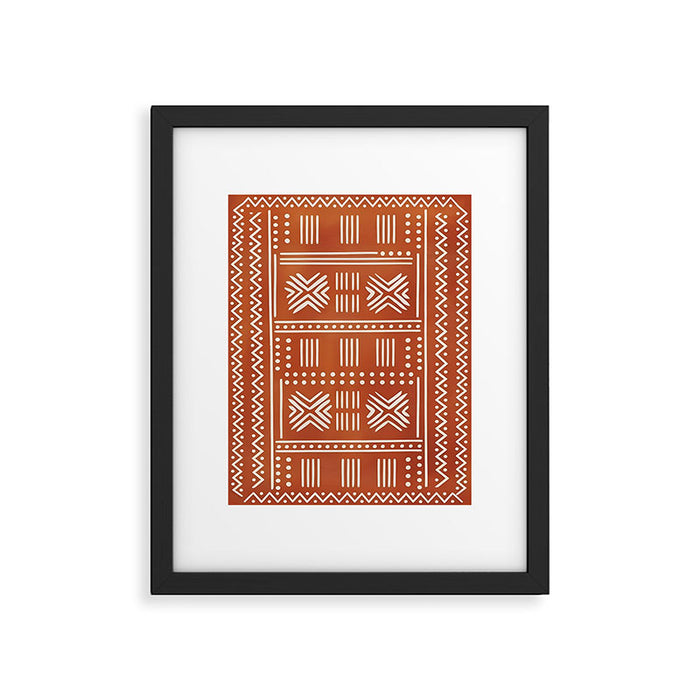 Geometric Tribal Pattern on Terracotta Framed Art Print Gallery Image 1