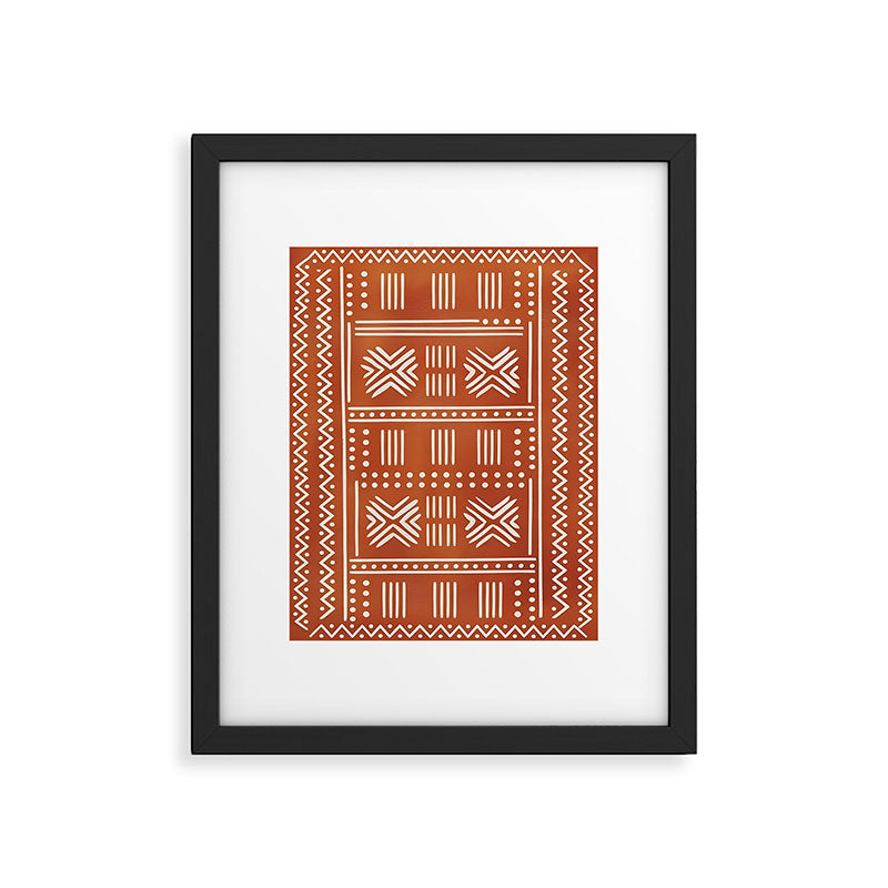 Geometric Tribal Pattern on Terracotta Framed Art Print Gallery Image 5