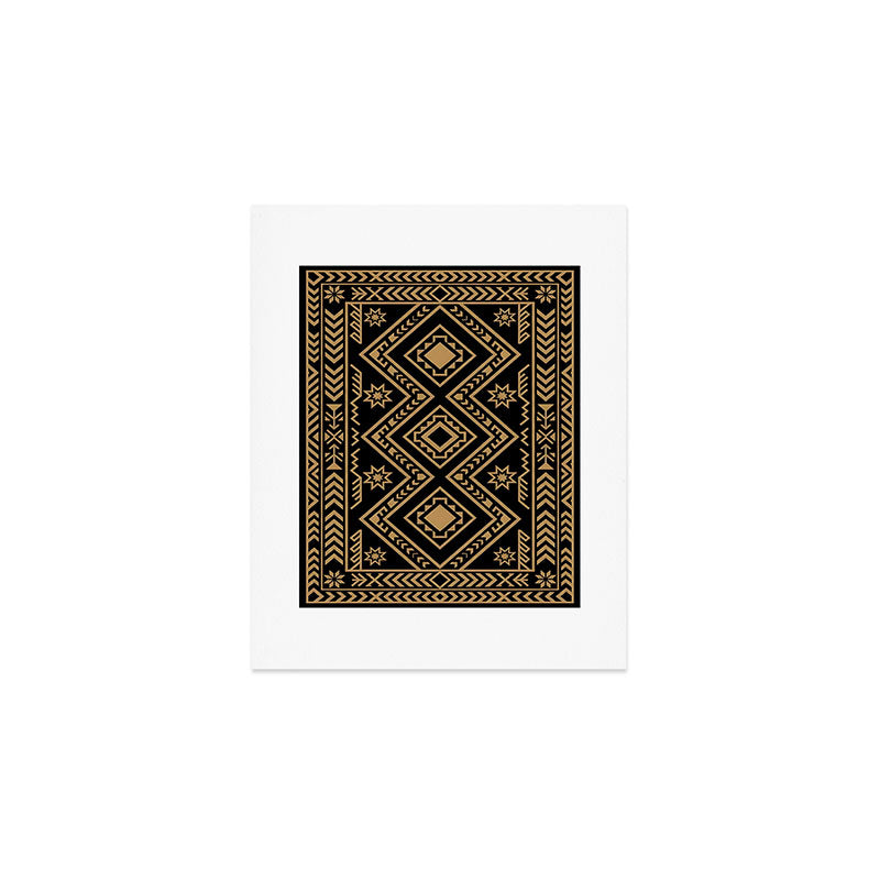 Intricate Gold and Black Tribal Surface Pattern Art Print Gallery Image 1