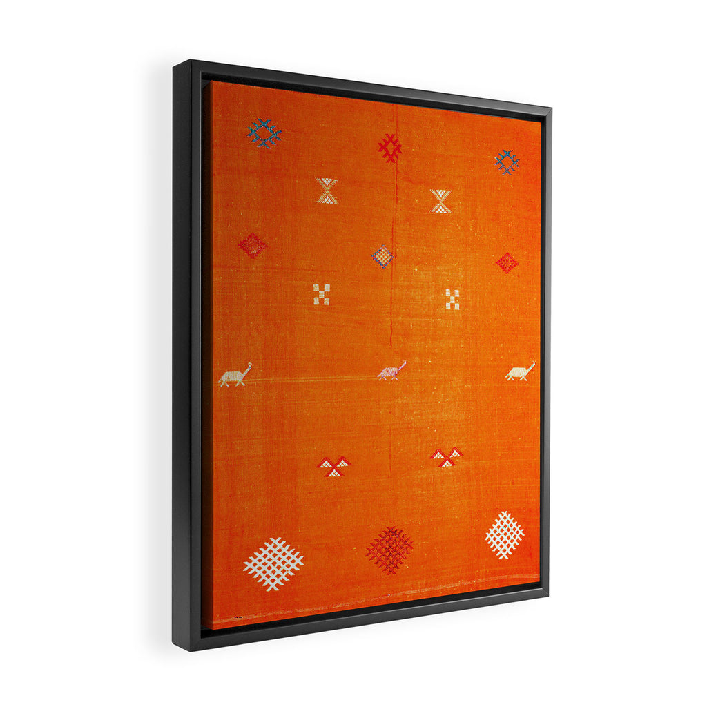 Orange Oriental Traditional Creative Berber Moroccan Fabric Style Framed Canvas Print Gallery Image 2