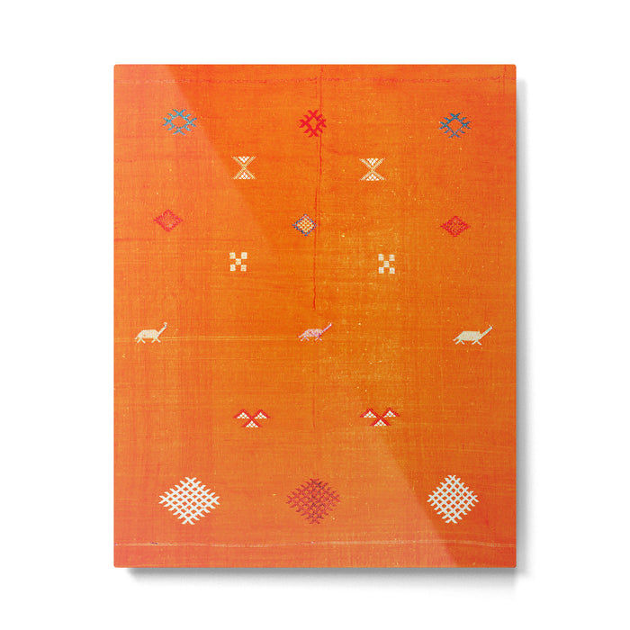 Orange Oriental Traditional Creative Berber Moroccan Fabric Style Metal Print Gallery Image 1