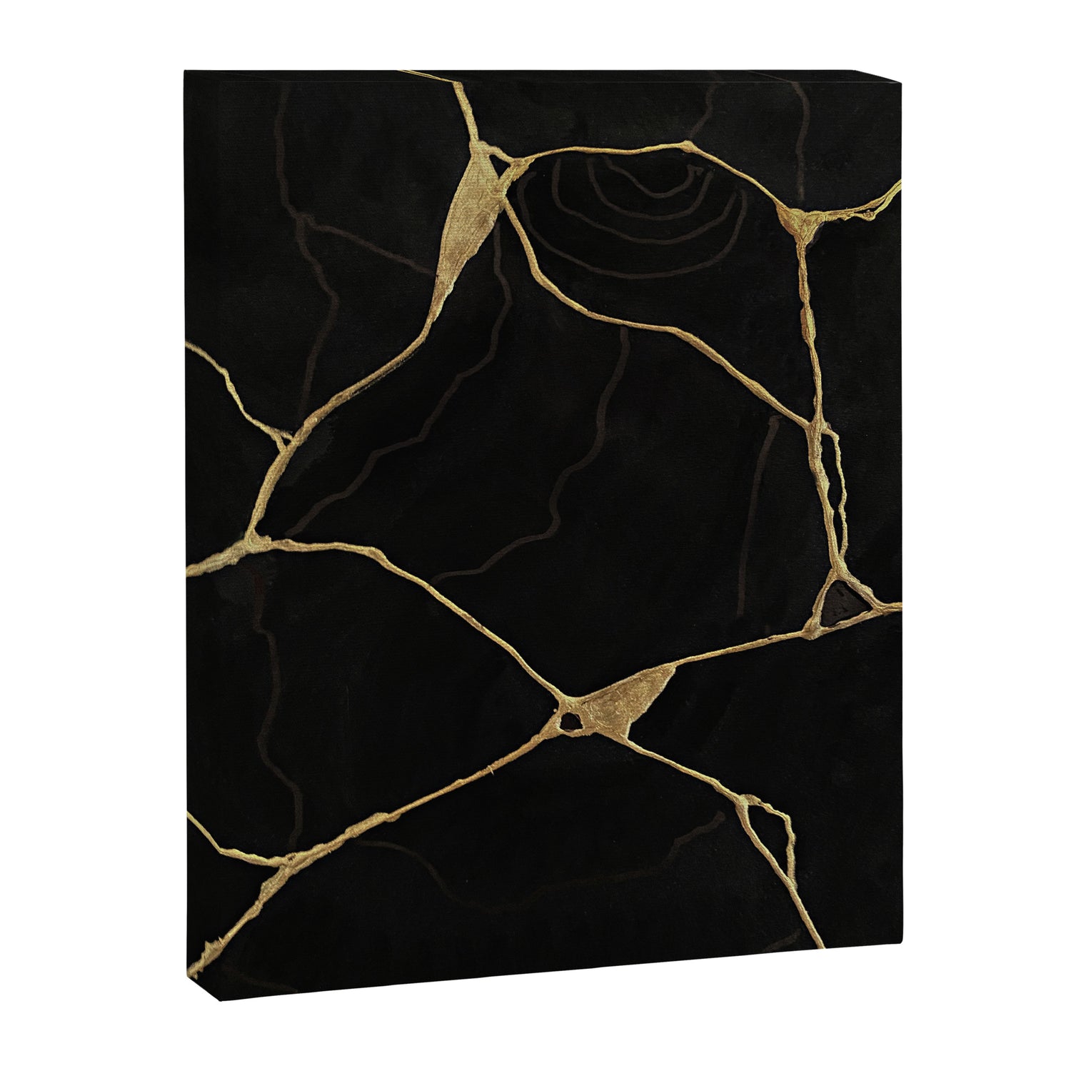 Black Kintsugi Japanese Broken Art, Japandi Style, Gold Cracks Canvas Print Gallery Image 6