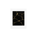 Black Kintsugi Japanese Broken Art, Japandi Style, Gold Cracks Art Print Gallery Image 1