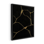 Black Kintsugi Japanese Broken Art, Japandi Style, Gold Cracks Framed Canvas Print Gallery Image 2