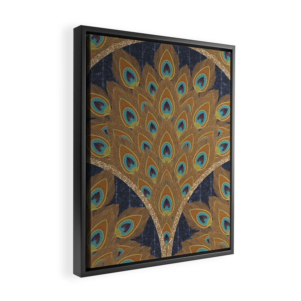 Peacock Art Deco Framed Canvas Print Gallery Image 2