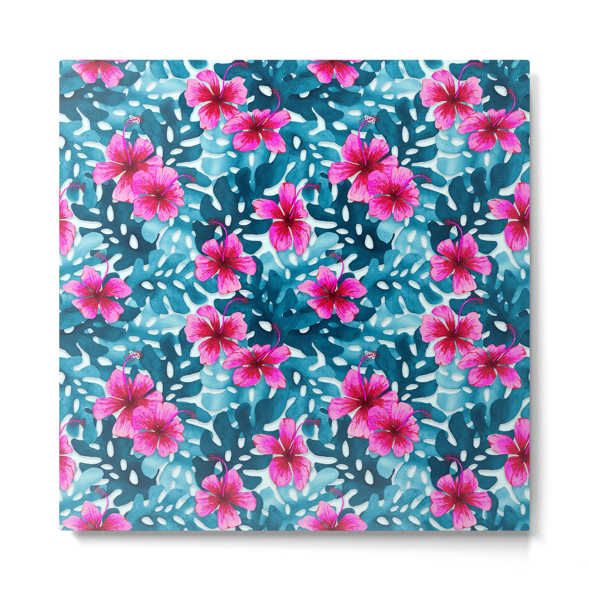 Tropical Hibiscus Pattern Pink Metal Print Gallery Image 2