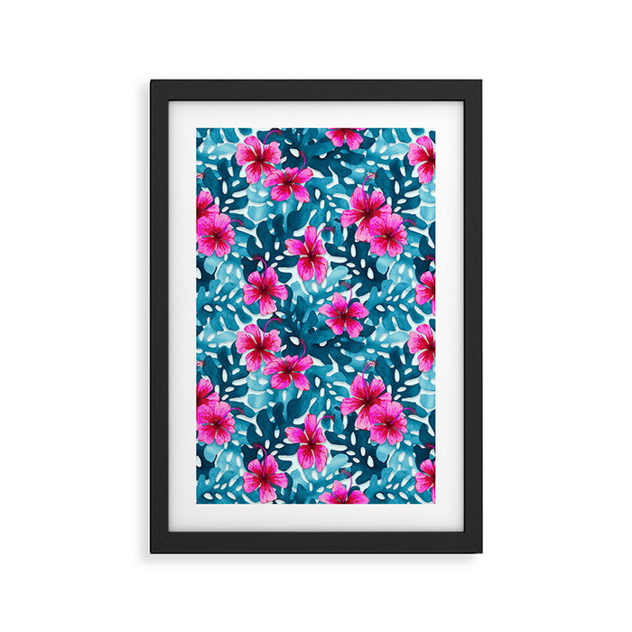 Tropical Hibiscus Pattern Pink Framed Art Print Gallery Image 1