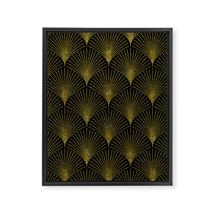 Back and gold art-deco geometric pattern Framed Canvas Print Gallery Image 1