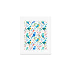Birds and botanical flowers in a seamless pattern Art Print Gallery Image 1