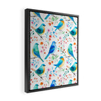 Birds and botanical flowers in a seamless pattern Framed Canvas Print Gallery Image 2