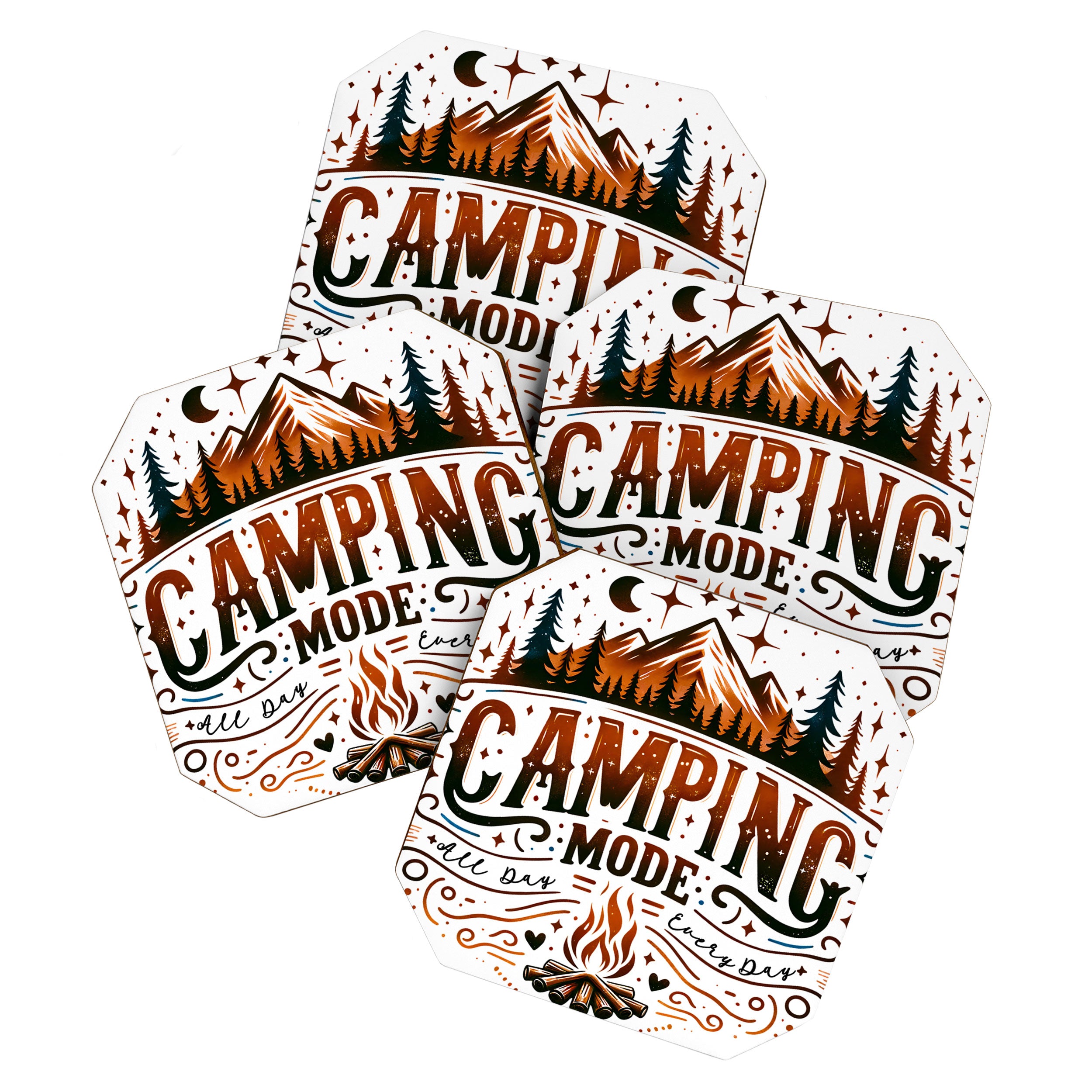 Camping mode, Brown and black retro typography Coaster Gallery Image 1
