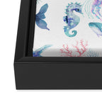Colorful Water Colors Of Various Sea Animals Pattern Framed Canvas Print Gallery Image 3