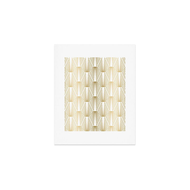 Gold and white geometric Art Deco pattern Art Print Gallery Image 1