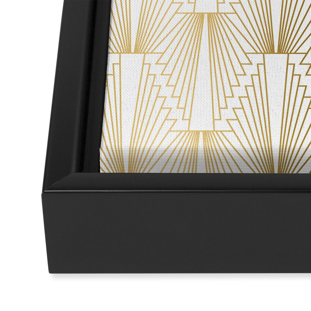 Gold and white geometric Art Deco pattern Framed Canvas Print Gallery Image 3