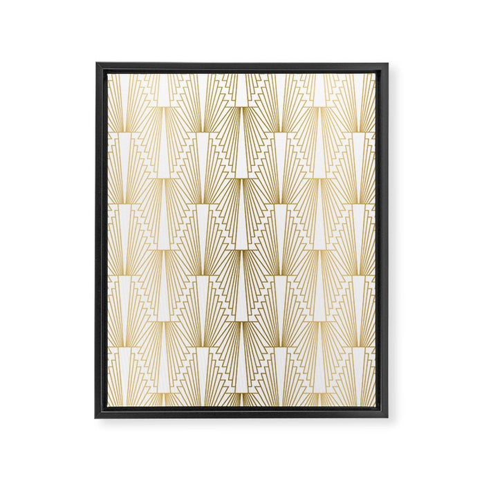 Gold and white geometric Art Deco pattern Framed Canvas Print Gallery Image 1