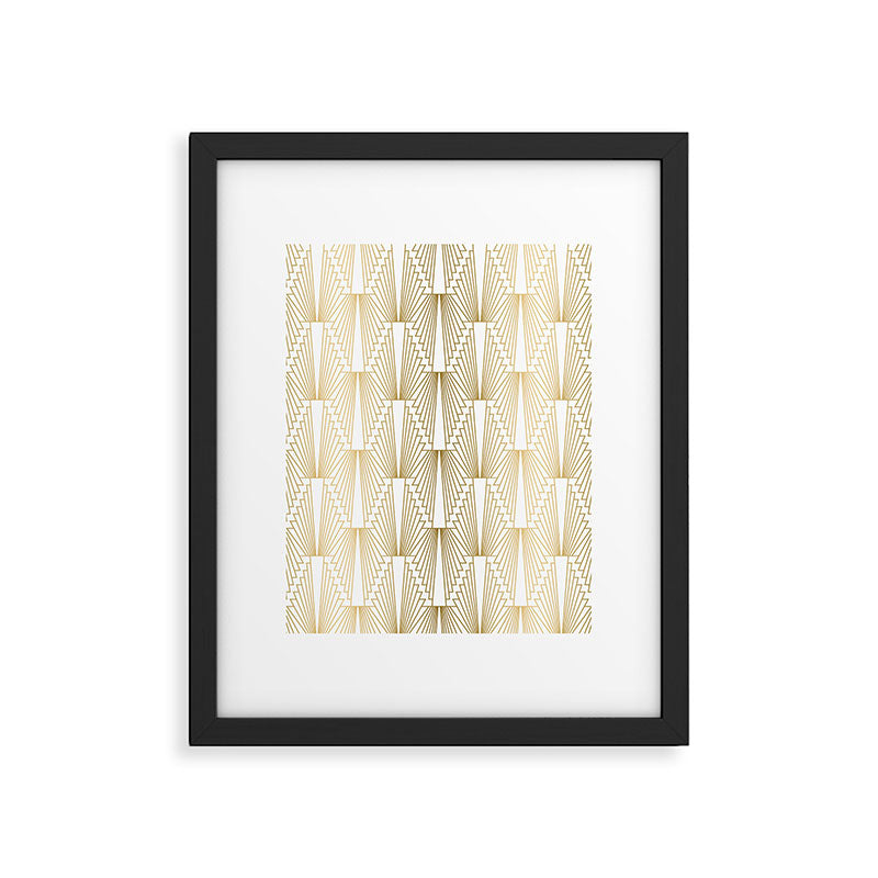Gold and white geometric Art Deco pattern Framed Art Print Gallery Image 6