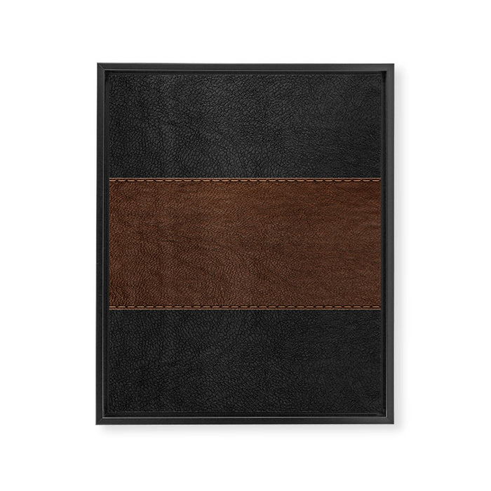 Image of a Brown & Black Stitched Leather Image Framed Canvas Print Gallery Image 1