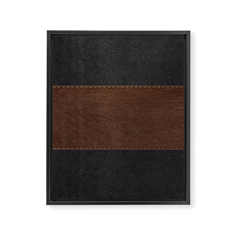 Image of a Brown & Black Stitched Leather Image Framed Canvas Print Gallery Image 8