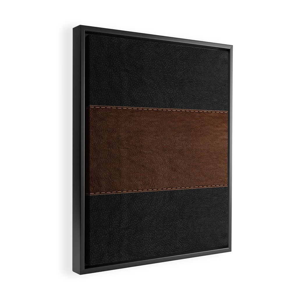 Image of a Brown & Black Stitched Leather Image Framed Canvas Print Gallery Image 2