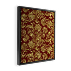 Red & Gold Floral Damasks Pattern Framed Canvas Print Gallery Image 2