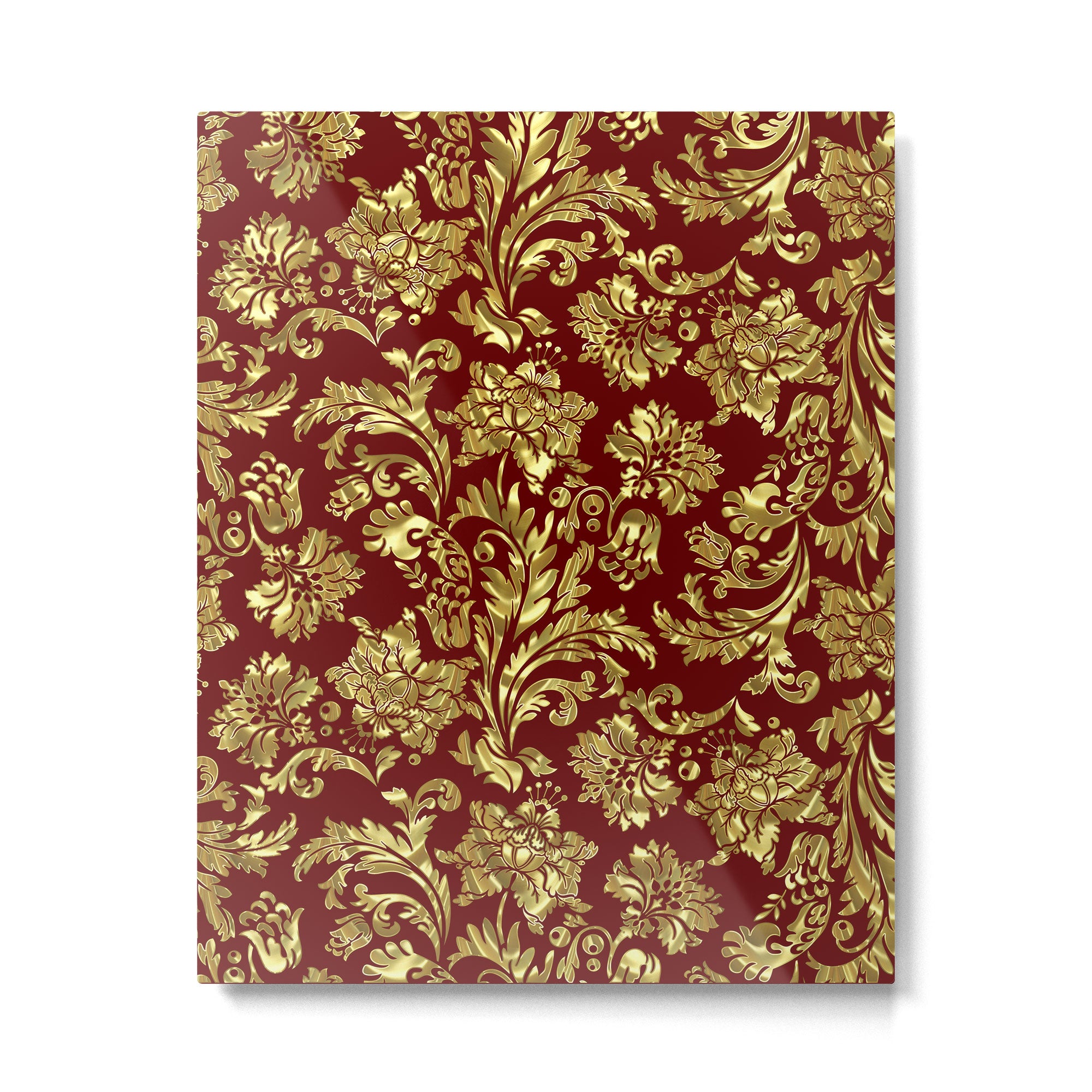 Red & Gold Floral Damasks Pattern Metal Print Gallery Image 6