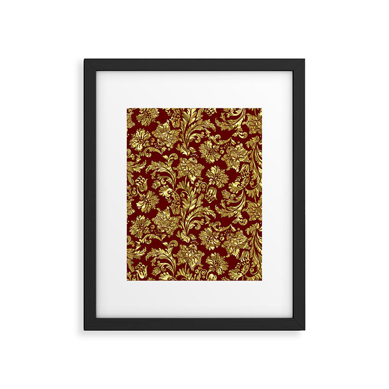 Red & Gold Floral Damasks Pattern Framed Art Print Gallery Image 6